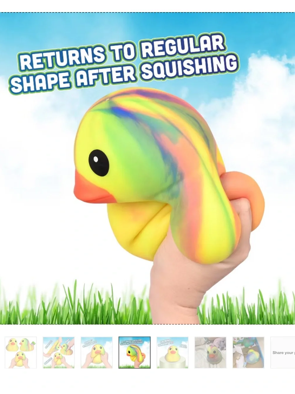 Sunny Days Jumbo Squeezy Duck XL Tie Dye Squishy Sensory Fidget NEW